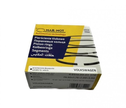 [4.0310.00.03] Кільця поршневі Audi /Volkswagen/Seat/Skoda 79.5 Std 1.75-2.0-3 Комплект