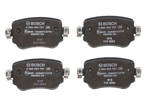 [0 986 494 797] Колодка тормоз. диск. SKODA OCTAVIA 1.8 2.0 2012-, SEAT LEON 2012- задн. (Bosch)