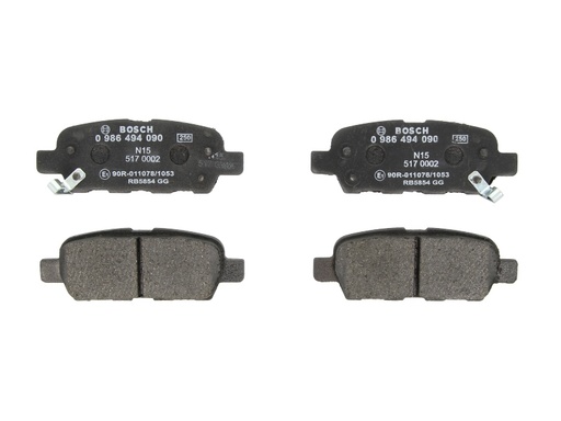 [0 986 494 090] Комплект тормозных колодок задний HONDA CIVIC VII; INFINITI EX, FX, G, M45, Q50, QX50 I; NISSAN 370Z, ALTIMA, CUBE, JUKE, LEAF, MAXIMA, MAXIMA VI, MURANO I, MURANO II 1.2-Electric 10.84-