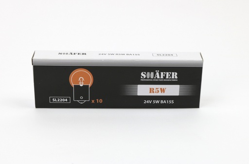 [SL2204] Лампа накалювання 24V 5W R5W BA15S (картонна упаковка по 10шт)