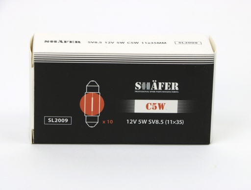 [SL2009] Лампа накаливания 12V 5W C5W SV8.5 (11×35) (картонная упаковка по 10шт)