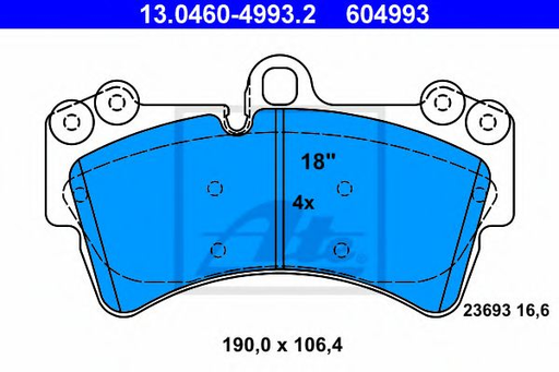 [13.0460-4993.2] Колодки тормозные (передние) Audi Q7/Porsche Cayenne/ VW Touareg 3.0-6.0 02- (Brembo)