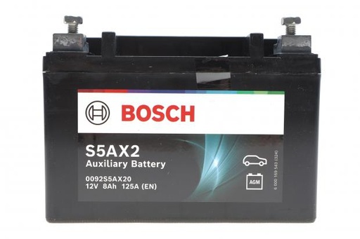[0092S5AX20] Акумулятор 8Ah-12v BOSCH AGM AUXILIARY (S5AX2) (150x87x105),L,EN125