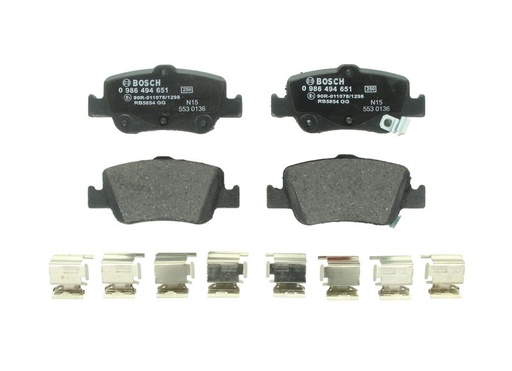 [0 986 494 651] Колодки тормозные (задние) Toyota Auris 06-/Corolla 1.3-2.0D 12- (с прижимной пластиной)