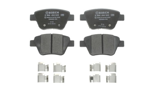 [0 986 494 643] Колодки гальмівні (задні) Audi A3/Skoda Octavia/SuperB/Yeti/VW Caddy/Touran/Golf/Passat B7/B8 04- (к-кт)