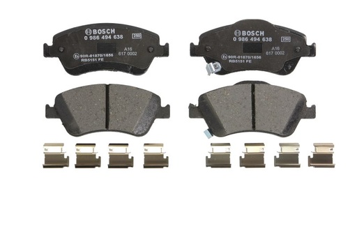 [0 986 494 638] Колодки гальмівні (передні) Toyota Auris 06-12/Corolla 06-14 (з прижимною пластиною)