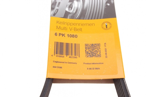 [6 PK 1080] Ремінь генератора VW Crafter 2.0TDI 11-16/Golf 1.4/1.6 97-05/Audi A1/A2/A4 1.4-2.0 01-18