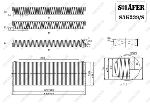 [SAK239/S] Фільтр салонний Audi A6 04-11, (2 шт), вугільний