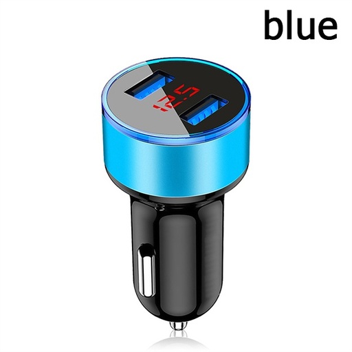 [USB GEUMXL blue] Автомобильное зарядное устройство с 2 USB-портами и индикатор зарядки (цвет синий)