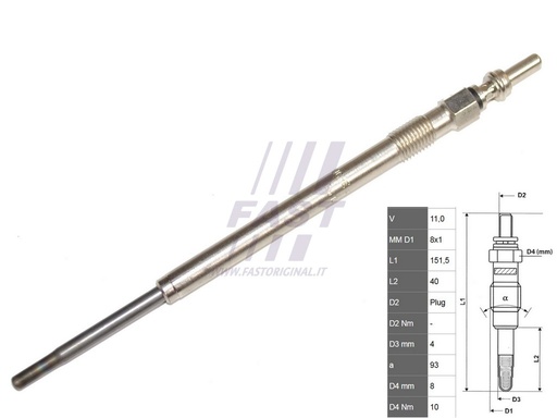 [FT82706] Свеча накаливания Fiat Ducato 2.3/3.0JTD (06-) Fast