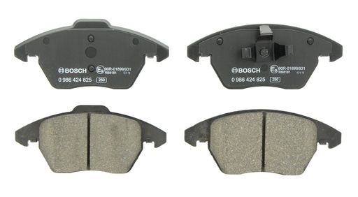 [0 986 424 825] Комплект тормозных колодок передний AUDI A1; CITROEN C4, C4 I; PEUGEOT 207, 208, 208 I, 3008, 307, 308, 308 I, RCZ; SEAT IBIZA IV, IBIZA IV SC, IBIZA IV ST, MII; SKODA CITIGO 1.0-Electric 10.03-