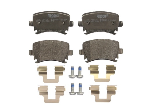 [FDB1636] Комплект гальмівних колодок задн (з гвинтами гальмівного супорта), AUDI A3, A4 B5, A4 B7, A6 ALLROAD C6, A6 C5, A6 C6, Q3, TT; SEAT ALTEA, ALTEA XL, EXEO, EXEO ST, LEON 1.2-4.2 03.00-10.20