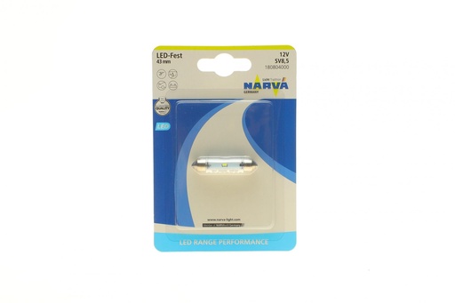 [180804000] Автолампа 12V 0,6W SV8.5 (9.8x43mm) Festoon (LED) (блістер/1шт)