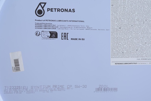 [71233251EU] Олива 5W30 SYNTIUM PRIME CP (200L) (MB229.51/MB229.52/MB226.52/Renault RN17/PSA B71 2290) заміна для 70830251EU