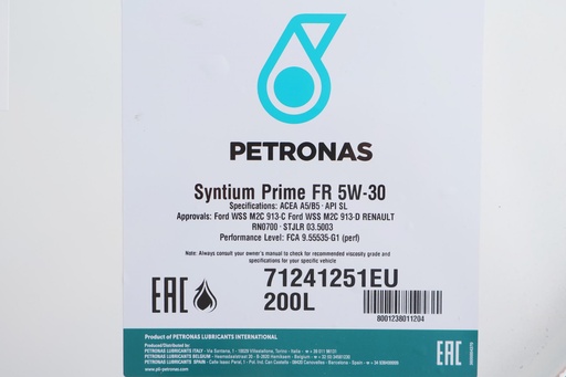 [71241251EU] Олива 5W30 SYNTIUM PRIME FR (200L) (WSS-M2C 913-C/913-D/RN0700/STJLR.03.5003) заміна для 70260251EU
