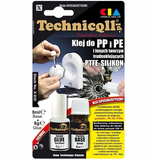 [X-935] Клей ціаноакриловий пластиковий PP/PE/PTFE 8g+8ml флакон