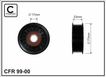 [9900] Ролик проміжний поліклинового ремня Buick Park Avenue, Cadillac CTS, Chevrolet Beretta/Camaro/Cavalier/Equinox/Impala, Dodge Nitro, Ford Mustang/Windstar 2.8-5.7 01.88-12.12   77x17x23