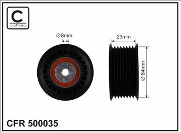 [500035] Ролик проміжний поліклинового ремня Mercedes S C140/W140/SL R129/SLK R170 3.2/6.0 03.91-04.04   64x8x29