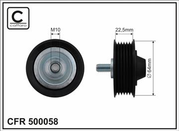 [500058] Ролик натяжного механізму поліклинового ремня BMW 3 E46 1.8/2.0 12.00-12.07   64x10x22,5