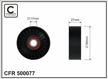 [500077] Ролик натяжного механізму поліклинового ремня Dodge Nitro/Ram 1500, Jeep Commander/Grand Cherokee II/III 4.7 V8 4x4 99-00   90x17x27