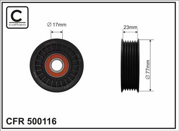 [500116] Ролик натяжного механізму поліклинового ремня Buick Century/Regal/Skylark, Chevrolet Alero/Beretta/Impala/Lumina/APV/Trans Sport 3.1/3.4 10.93-09.06   77x17x23