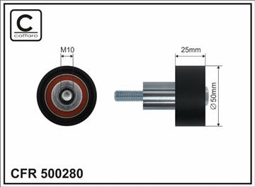 [500280] Ролик проміжний ремня ГРМ Audi A1/A3/A4/Q3, Seat Alhambra/Ibiza IV/IV ST/Leon/SC/ST/MII/Toledo IV, Skoda Citigo/Fabia III/Octavia III/Rapid/Superb III 1.0-1.6 08.11-   50x10x25