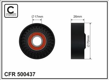 [500437] Ролик натяжного механізму поліклинового ремня Chevrolet Epica, Chrysler 300 C/Aspen/Hybrid/Pacifica/Town Country/Voyager IV, Dodge Avenger/Challenger SE/SRT8/Charger 1.8-6.1 06.98-   70x17x26