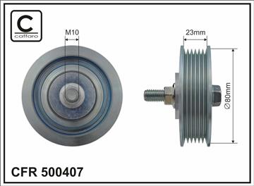 [500407] Ролик проміжний поліклинового ремня Toyota Yaris 1.0/1.3 04.99-11.10   80x10x23