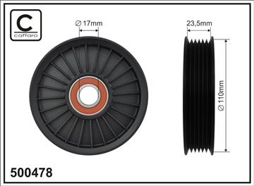 [500478] Ролик натяжного механізму поліклинового ремня Audi A1/A3/Q3/TT, Seat Ateca/Ibiza IV/Leon/SC/ST, Skoda Kodiaq/Octavia III, VW Amarok/Beetle/Jetta IV/Polo/Tiguan 1.4-3.0D 04.12-   110x17x23,5