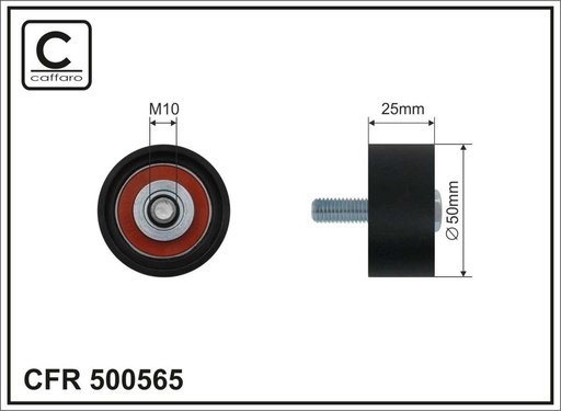 [500565] Ролик проміжний ремня ГРМ Audi A3, Seat Arona/Ibiza V/Leon ST/Tarraco, Skoda Karoq/Kodiaq/Octavia III/Scala/Superb III, VW Arteon/Golf VII/Tiguan 1.5TSI 02.17-   50x10x25