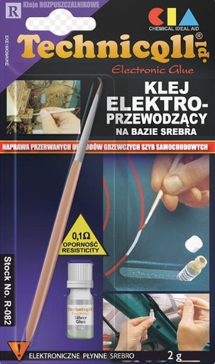 [R082] Technicqll R-082 Клей струмопровідний підігрів скла срібло 2g флакон