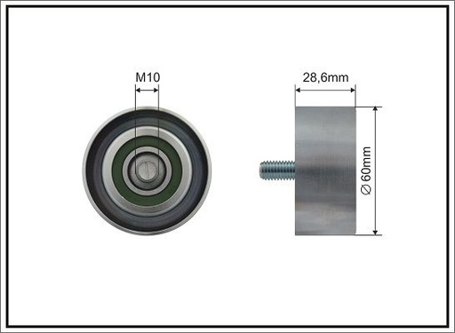 [500685] Ролик проміжний поліклинового ремня Hyundai I20 Active/I20 II/I30/Kona, Kia Ceed/Pro Ceed/Rio IV/Stonic 1.0/1.0H/1.2 04.15-   60x10x28,6