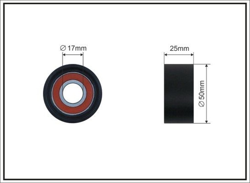 [500646] Ролик проміжний ремня ГРМ Audi A1/A1 City Carver/A3/Q2, Seat Arona/Ateca/Ibiza V/Leon/Leon Sportstourer, Skoda Fabia IV/Kamiq/Karoq/Octavia/Scala, VW Golf VIII 1.0/1.0H 01.17-   50x17x25