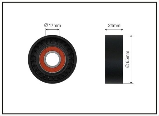[500648] Ролик натяжного механизму поліклинового ремня Volvo S60 II/S80 II/S90 II/V40/V60 I/II/V70 III/V90 II/XC40/XC60 I/II/XC70 II/XC90 II 2.0D 10.07-   65x17x24